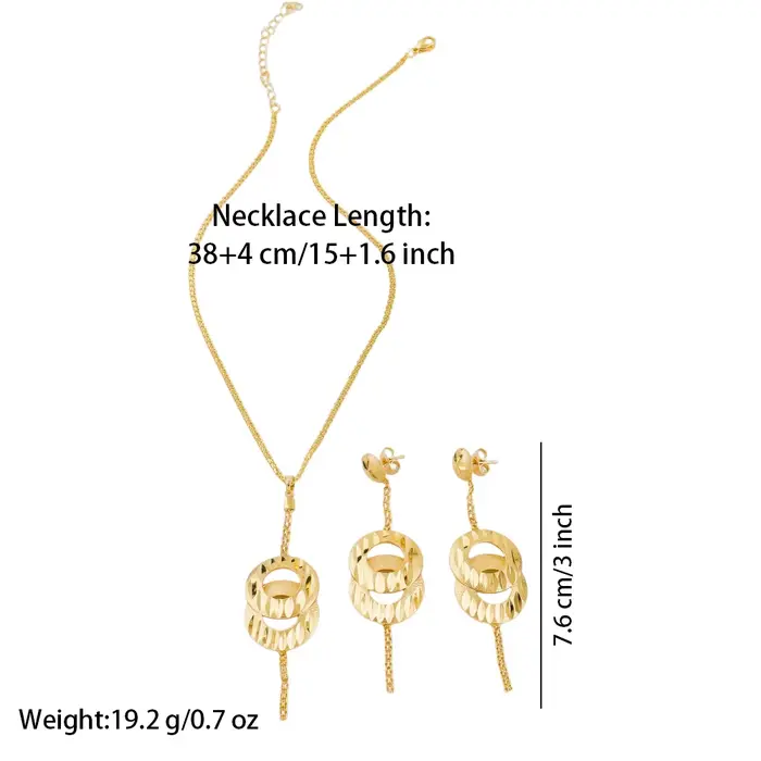 Ensemble de bijoux collier or plaqué avec boucles d'oreilles pour femmes occasions spéciales elegance mariage anniversaire soirée