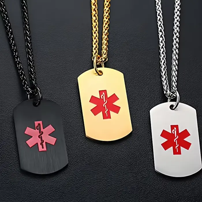 Collier d'Alerte Médicale Personnalisé en Acier Inoxydable pour Hommes et Femmes Occasions Spéciales Bijoux d'Identification Médicale Élégants