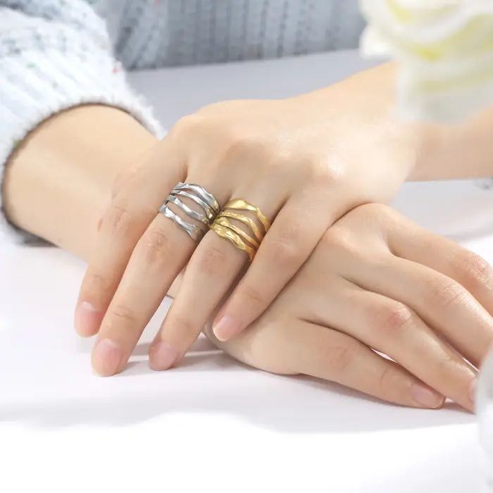 Skyrim acier inoxydable femmes anneaux géométrique coeur esthétique réglable ouvert bague mode fête bijoux cadeaux en gros