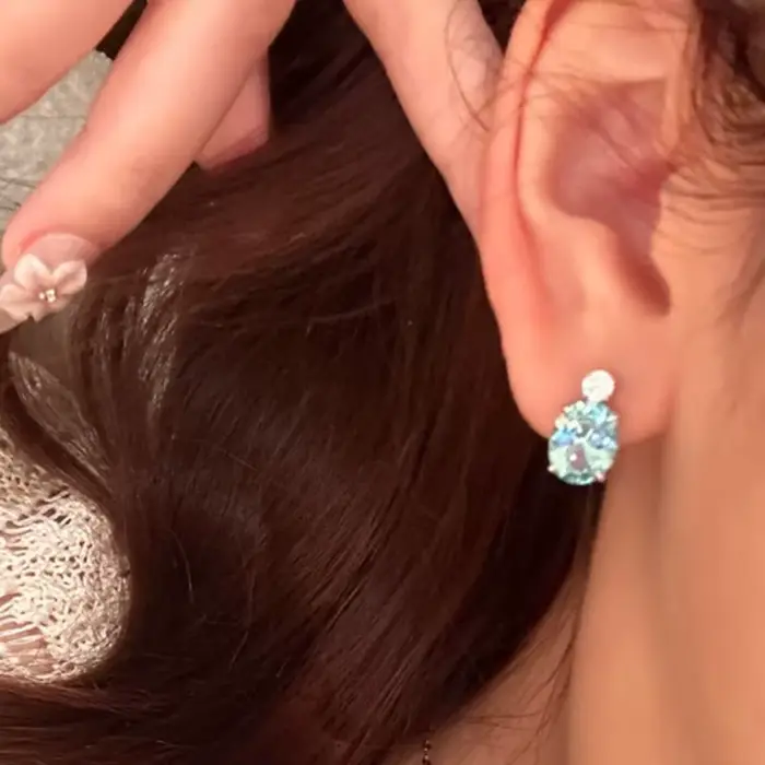 Collier et boucles d'oreilles tendance et élégants en pierre de menthe pour femme, ensemble de bijou