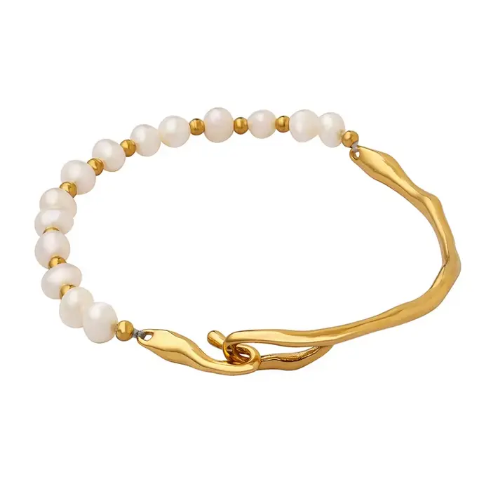 Amaiyllis – Bracelet doré 18 carats, luxueux, Baroque, panneau de perles d'eau douce, à la mode, Nic