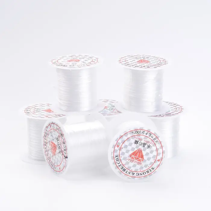 1 rouleau de fil élastique plat blanc de 0,8 mm pour la fabrication de bracelets extensibles, enviro