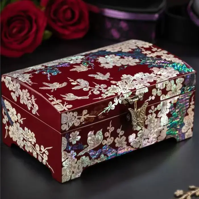 Boîte de rangement de bijoux en bois, boîtes de rangement de cadeaux de mariage, colliers et bracele