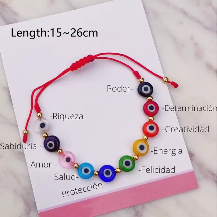 Vlen – Bracelet de Protection contre le mauvais œil pour femmes, chaîne rouge réglable, bijoux faits