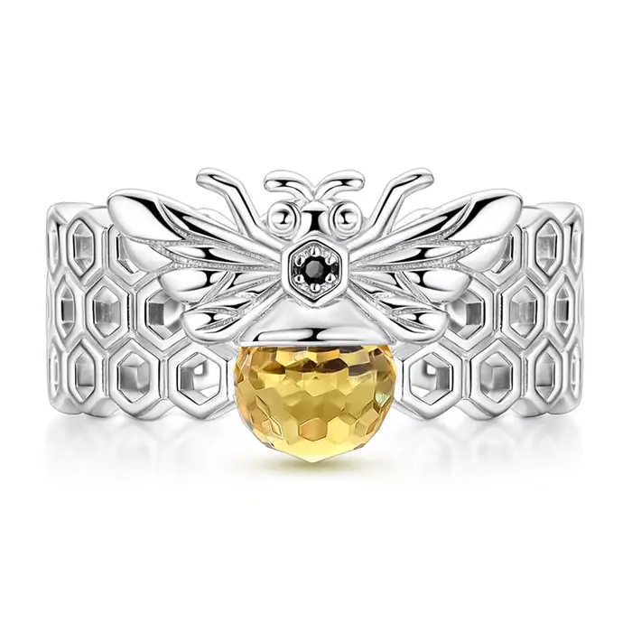Bague originale en argent Sterling 925 scintillant en forme d'abeille pour femmes et filles, bijoux 
