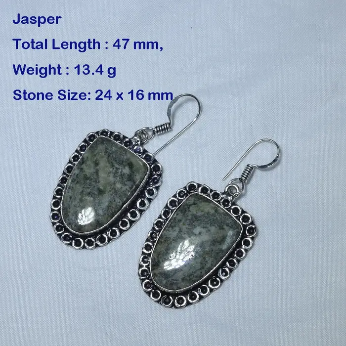 Boucles d'oreilles en agate véritable, jaspe et charoïte