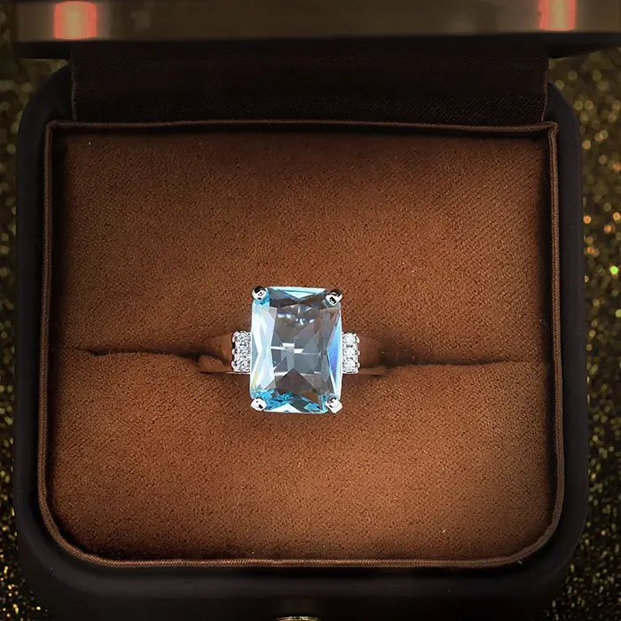 Bague de fiançailles en topaze plaqué argent pour femme
