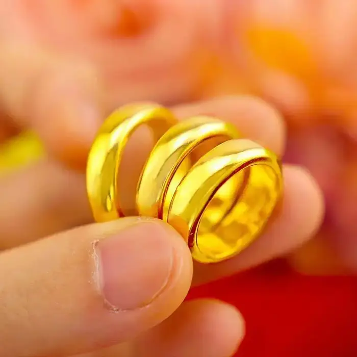 Bagues plaquées pur en or jaune 18 carats 999 24