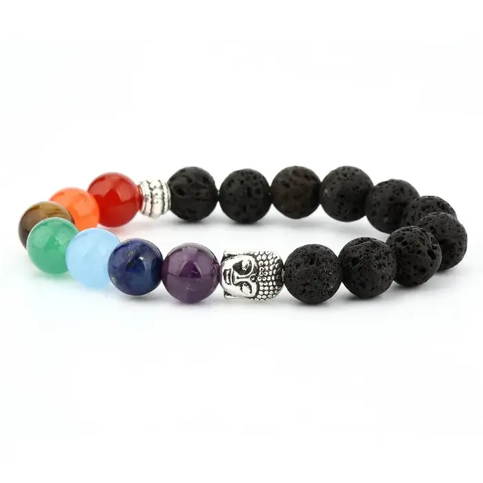Bracelet 7 Chakra avec carte de signification pour hommes et femmes