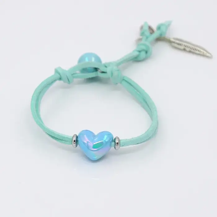 Bracelet à breloques en forme de cœur pour femmes, bijoux bohème multicolores en velours coréen, cor