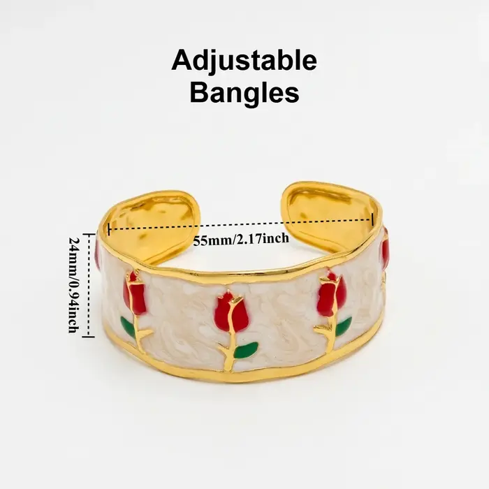 Bracelet en émail rose réglable couleur or, bracelet en acier inoxydable style bohème pour femmes, b