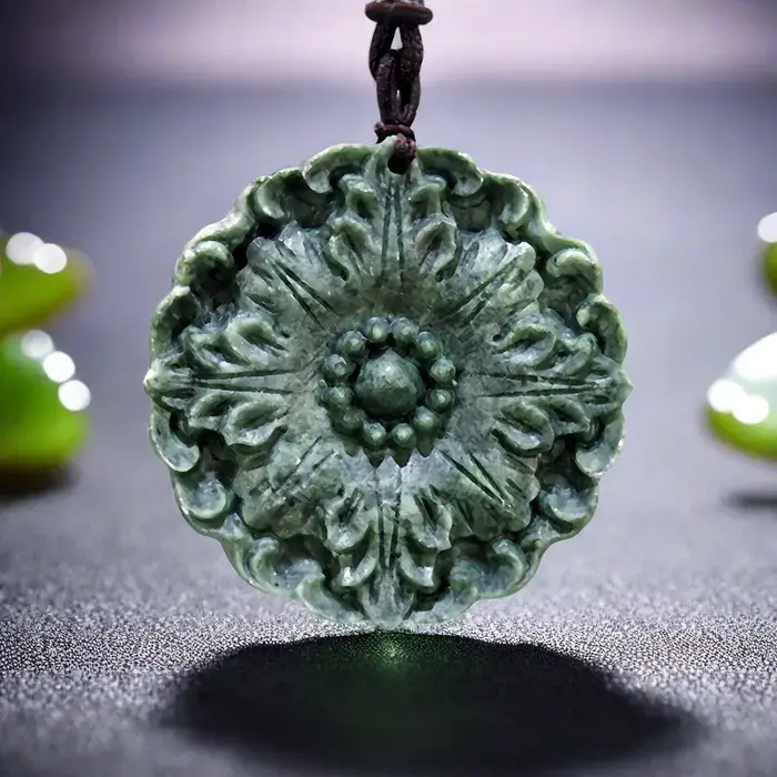 Collier en pierre sculptée naturelle jade solitaire pour femmes occasions spéciales bijou luxueux amulette unique