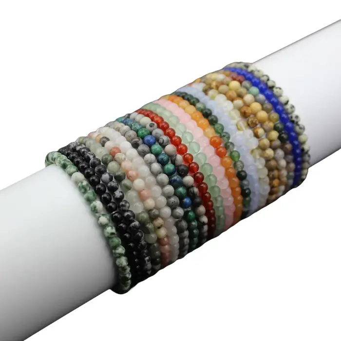 Bracelet de perles en pierre naturelle d'agate de Quartz de 4mm