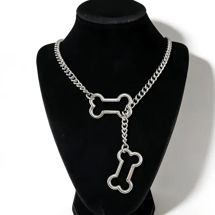 Punk breloques chaîne os pendentif collier pour femmes mode coréenne Goth géométrique