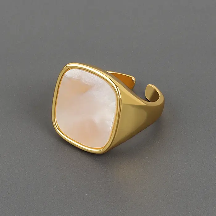 BFCLUB 925 Sivler couleur or carré Sotne Zircon anneaux pour femmes en détresse ouverture à la main anneau mode bijoux fins