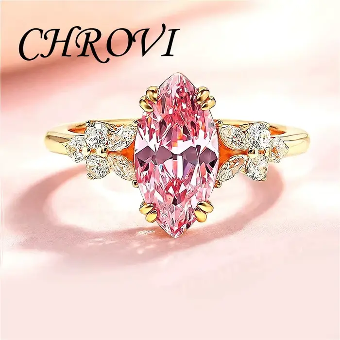 Bague de luxe légère en argent sterling 925 haut de gamme Padparadscha pour femme avec diamant à hau