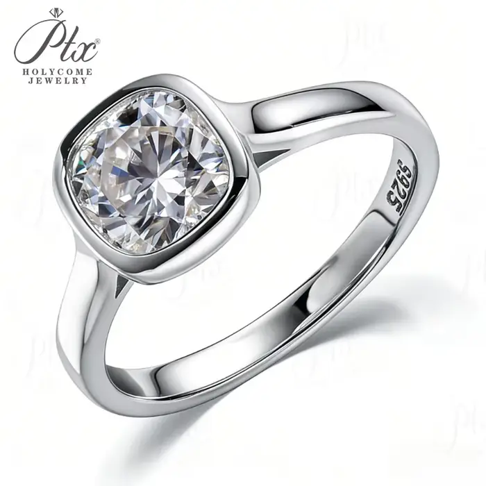 Bague en Moissanite 2 Carats Couleur D Argent Sterling 925 Pour Femme Occasions Spéciales