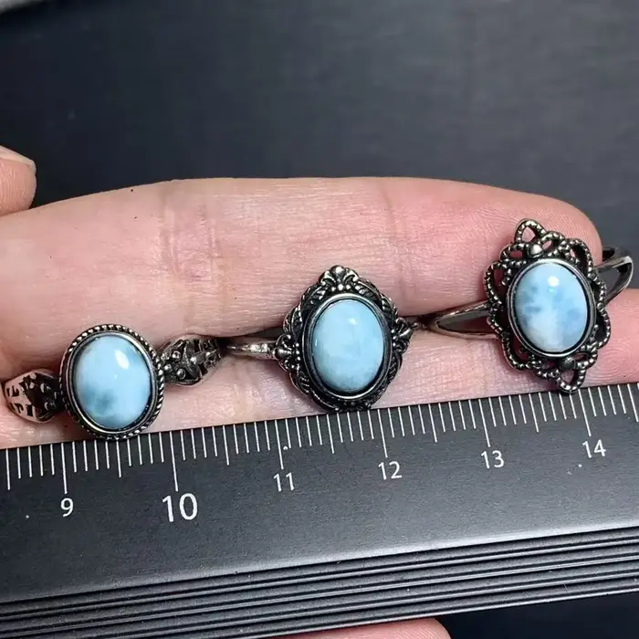 Bague en Larimar naturel réglable pour femme, bijoux en forme de cœur, cadeau pour femme, vente en g
