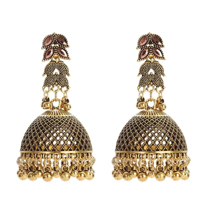 Boucles d'oreilles ethniques couleur or pour femmes, grande cloche, bijoux Vintage, cloches creuses 