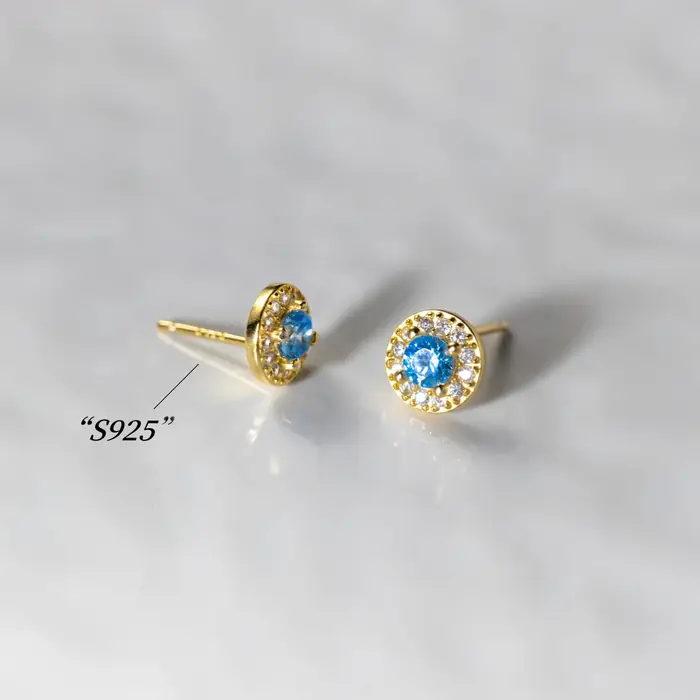 Boucles d'oreilles La Monada sterling 925 en zircone cubique bleue pour femmes occasions spéciales anniversaire elegance subtile
