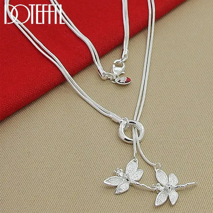 DOTEFFIL – collier avec pendentif libellule en argent Sterling 925 pour femmes, chaîne serpent, bijo