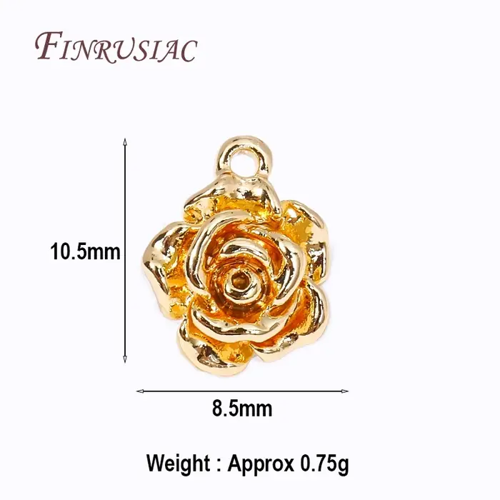 Breloques florales en laiton plaqué or 18 carats, bijoux de haute qualité, collier à faire soi-même,
