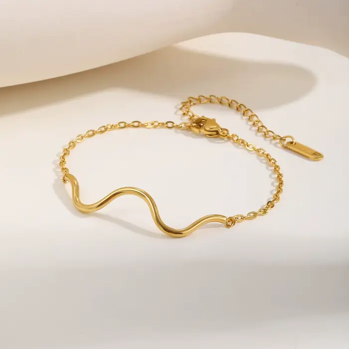 Bracelet ondulé à la mode pour femmes, bracelets plats Rolo JOBracelets en acier inoxydable étanches