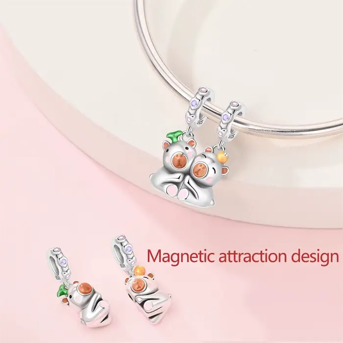 925 argent Sterling meilleur ami Bestie breloque Capybara Duo pendentif ensemble ajustement Original bracelets porte-bonheur femmes bijoux à bricoler soi-même cadeau