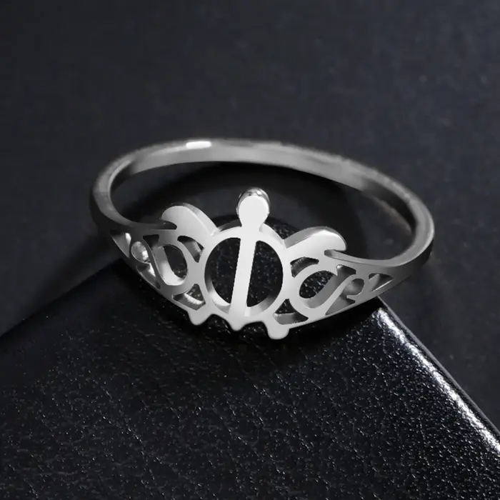 COOLTIME Bague tortue de mer en acier inoxydable pour hommes et femmes