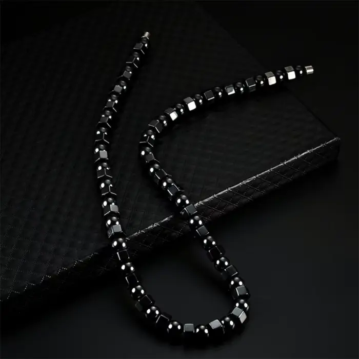 Collier en hématite noire, collier thérapie magnétique guérison, soulagement douleur pour le cou