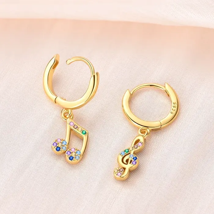 Boucles d'oreilles créoles originales en argent sterling 925 plaqué or