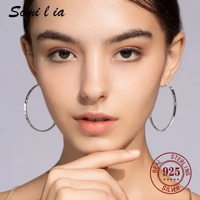 Boucles d'oreilles créoles en argent 925 élégantes pour femmes style classique mariage anniversaire cadeau