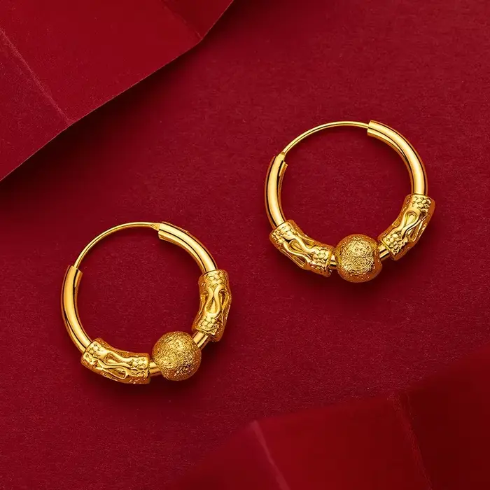 Boucles d'oreilles en perles de couleur or véritable K, bijoux fins, ne se décolore pas, bijoux de f