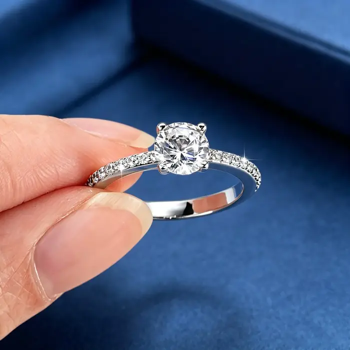 Bague de fiançailles classique en moissanite certifiée Lnkry 1