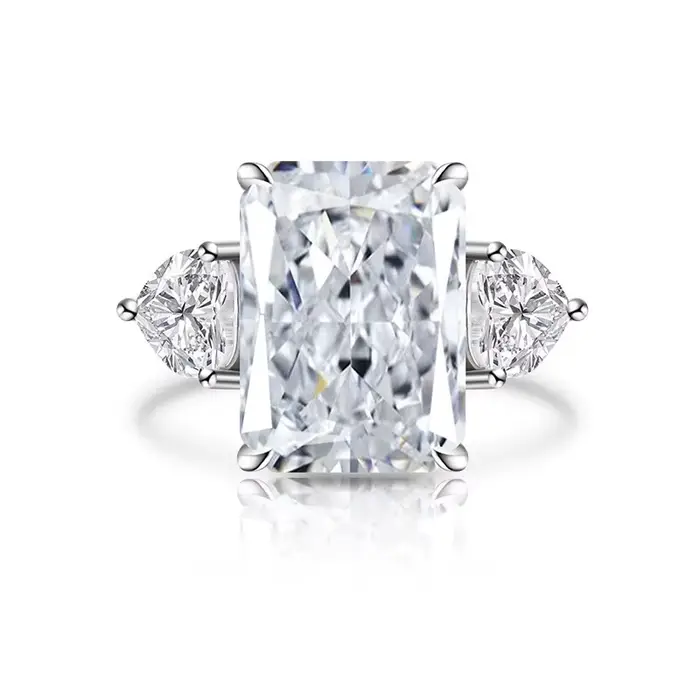 Bague en argent Sterling 925 pour femmes, couleur brillante, coupe fleur de glace, Zircon Grand Cara