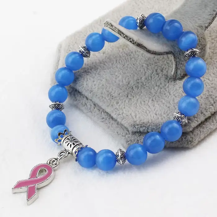Nouveauté bijoux de sensibilisation au Cancer du sein Bracelet de perles opale rose Cancer du sein r
