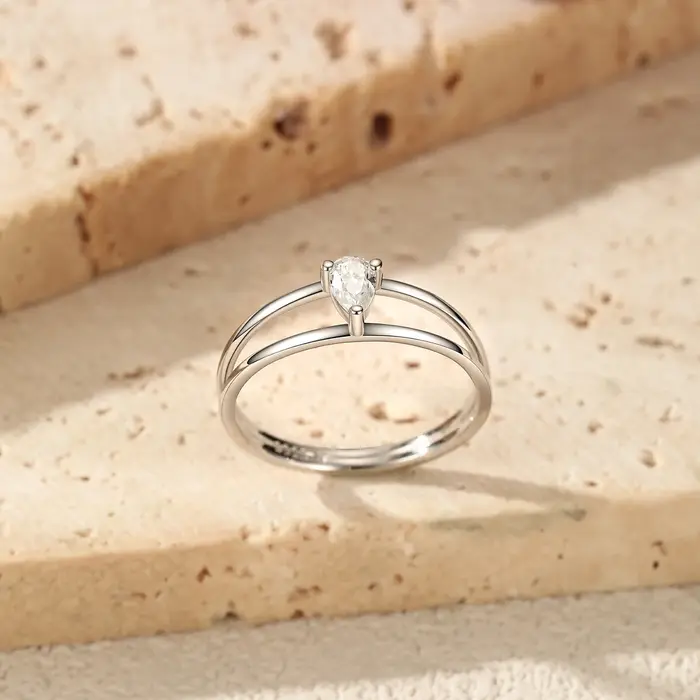 MODIAN – bagues en moissanite couleur goutte d'eau