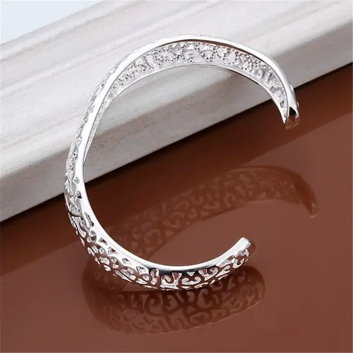 Bracelet ouvert en argent Sterling 925 pour femmes et filles, mignon, cadeau préféré, breloque rétro, bijoux circulaires exquis à la mode