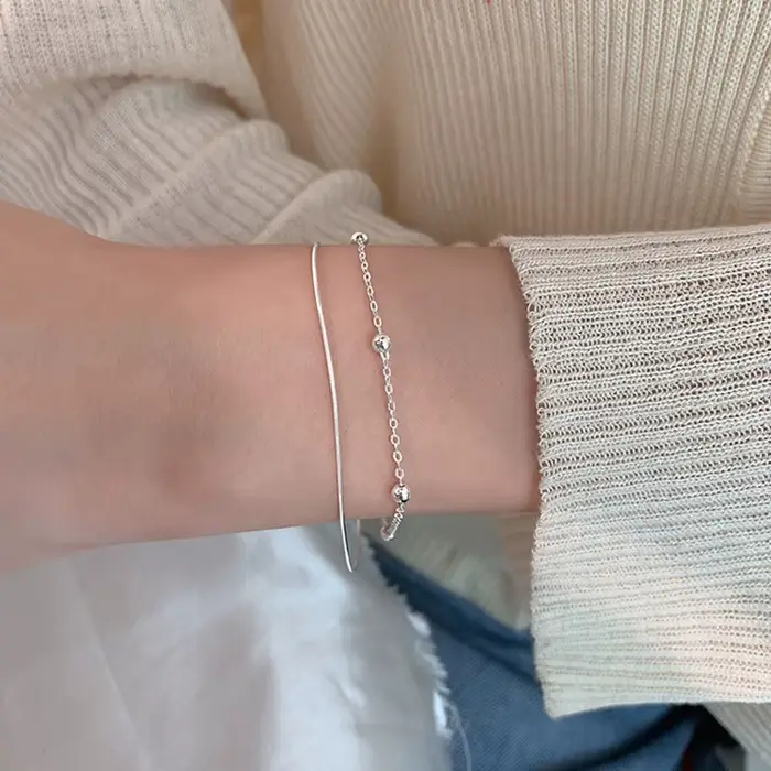 Bracelet en argent sterling 925 avec forme de coeur serpent double couche bijoux de qualité supérieure pour engagement et occasions spéciales femmes