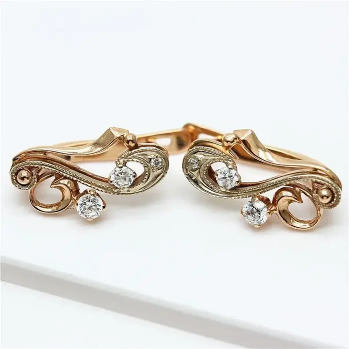Boucles d'oreilles géométriques plaquées or rose violet 14 carats pour femmes, bijoux fins, banquet 