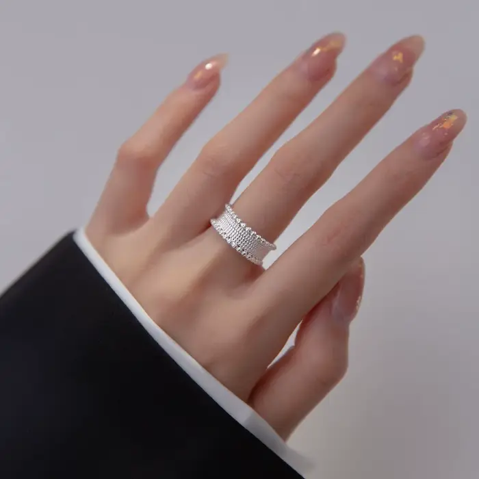 Bagues larges vintage en argent sterling 925 pour femmes bague de cocktail ajustable zirconium blanc cadeau pour fiançailles mariage anniversaire