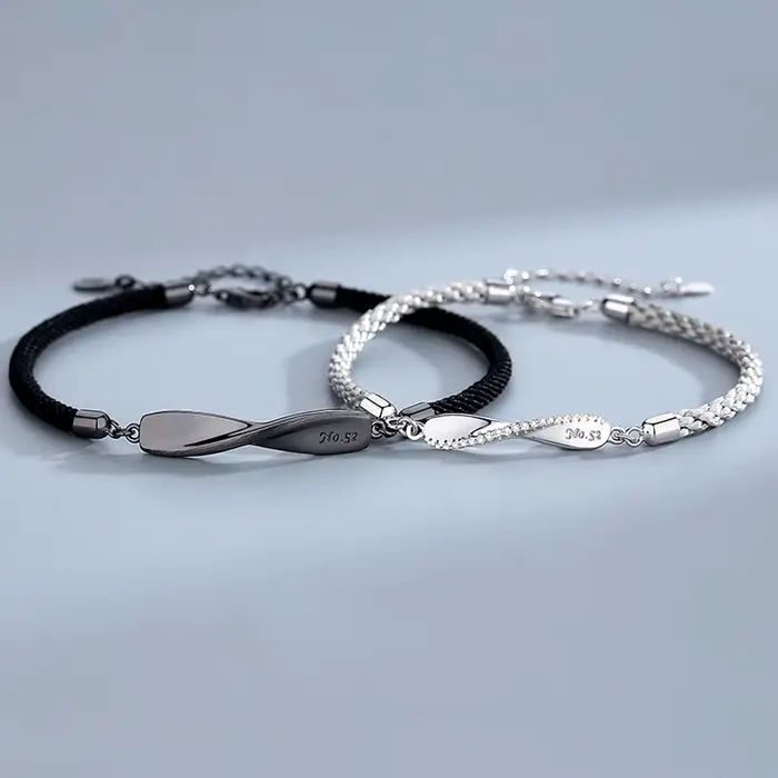 Bracelet romantique en alliage ondulé pour hommes et femmes, amour éternel, bracelet pour amis, bracelets pour couples, ULà main, anneau de us start