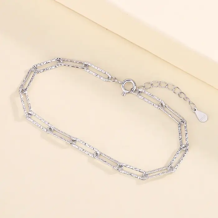 Bracelet trèfle à quatre feuilles en argent Sterling 925 pour femmes, élégant, Double couche, Zircon