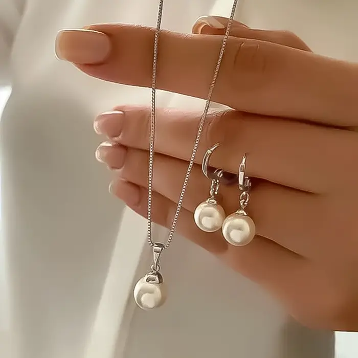 Ensemble de bijoux pendentif perle pour femme