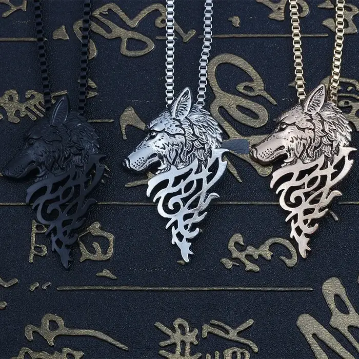 Collier Punk Tête de Loup Vintage pour Femmes et Hommes Chaîne de Maillons Alliage de Zinc Occasions Spéciales Fêtes