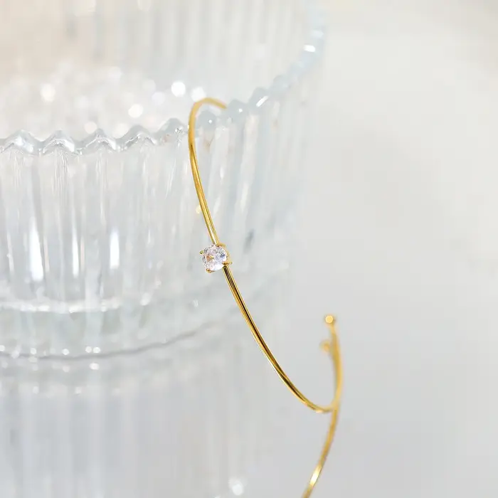 Boutons de manchette en acier inoxydable or 18k plaqué avec cristal délicat pour femmes élégantes occasions spéciales mariage