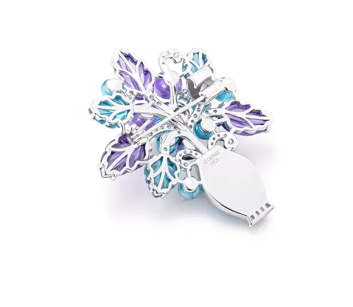 BELLUX Fine Jewelry Broche Vase de Luxe en Argent 925 avec Zircon Synthétique