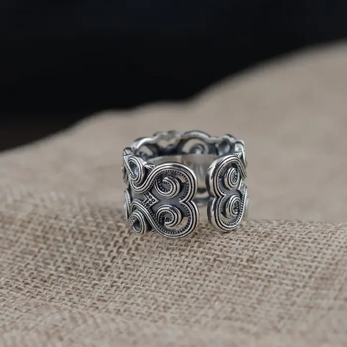 Bague en argent regardé S925 pour hommes et femmes