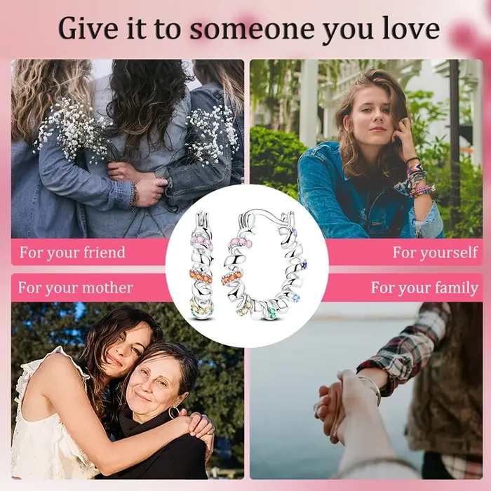 Boucles d'oreilles en argent sterling 925 spirales colorées pour femmes bijoux de mariage et anniversaire élégants à offrir