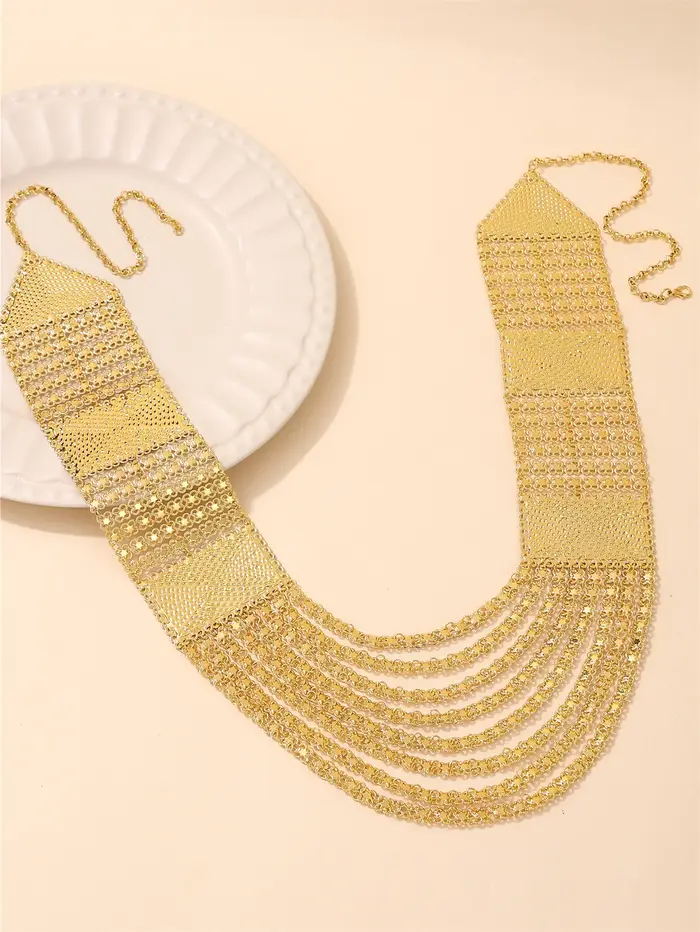 Colliers coulants plaqués or 22 carats pour femmes, accessoires de chaîne de corps, tenues de Festiv